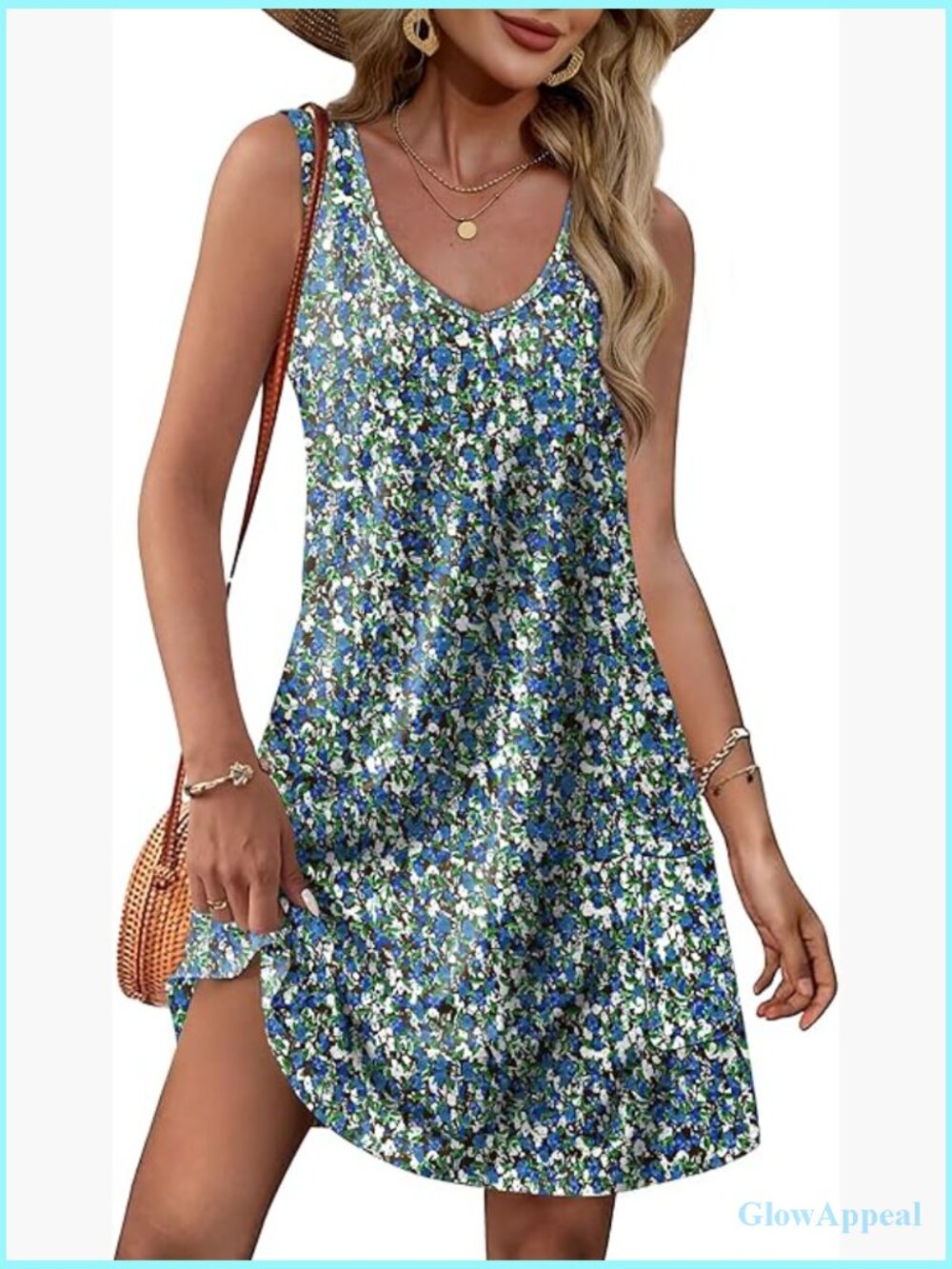 Loose Fit V-Neck Sleeveless Summer Dress With Pockets Casual Sundress
